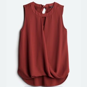 41 Hawthorn Brown and Red Wrap Sleeveless Blouse